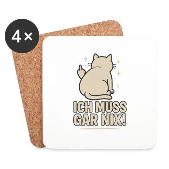 Lazy Cat I Don't Have to Give Anything Middle Finger - Coasters (set of 4) - white - Front
