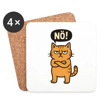 Funny cat with a cheeky saying Nope - Coasters (set of 4) - white - Front