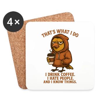 I hate people coffee early bird - Coasters (set of 4) - white - Front