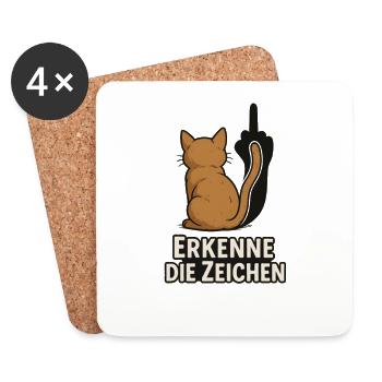 Erkenne die zeichen Katze Mittelfinger - Untersetzer (4er-Set) - Weiß - Vorne