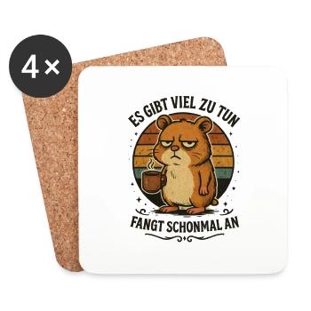 Funny hamster coffee bad mood - Coasters (set of 4) - white - Front