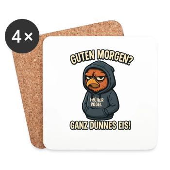 Early Bird Very Thin Funny Office Sayings - Coasters (set of 4) - white - Front