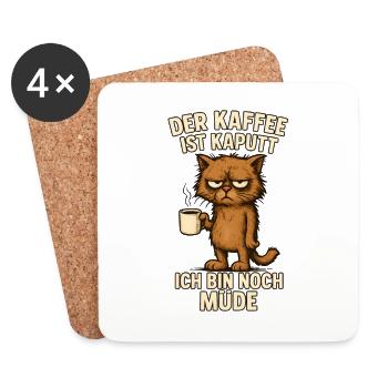 Le café est cassé chats matin grognements - Dessous de verre (lot de 4) - blanc - Devant