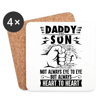 Daddy and son always heart to heart - Untersetzer (4er-Set) - Weiß - Vorne