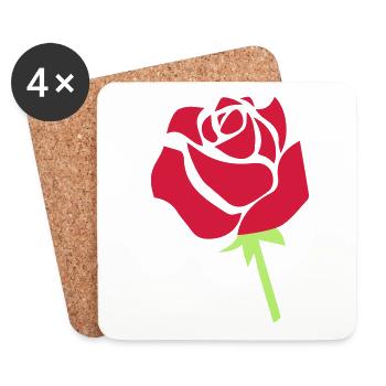 Rose - Untersetzer (4er-Set) - Weiß - Vorne