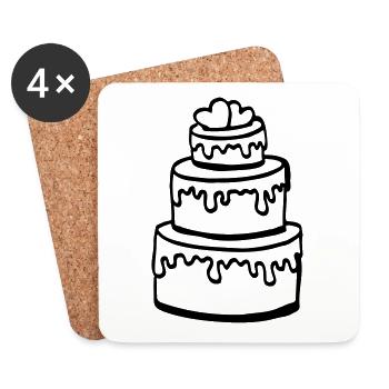 Hochzeitstorte Hochzeitsparty Geschenk / wedding - Untersetzer (4er-Set) - Weiß - Vorne