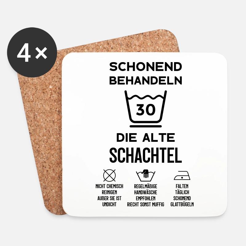 30. GEBURTSTAG SCHONEND BEHANDELN ALTE SCHACHTEL - Untersetzer (4er-Set) - Weiß