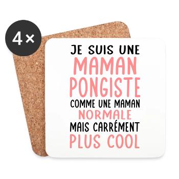 Maman pongiste comme maman normale plus cool - Dessous de verre (lot de 4) - blanc - Devant