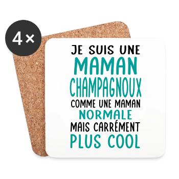 Maman Champagnoux comme maman normale plus cool - Dessous de verre (lot de 4) - blanc - Devant