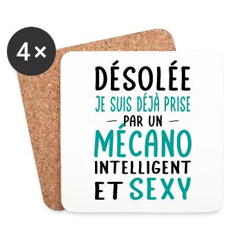 Désolée déjà prise par un mécano sexy - Dessous de verre (lot de 4) - blanc - Devant