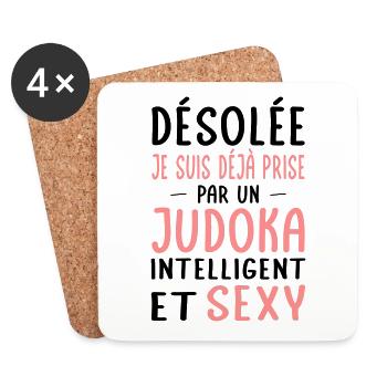 Désolée déjà prise par un judoka sexy - Dessous de verre (lot de 4) - blanc - Devant