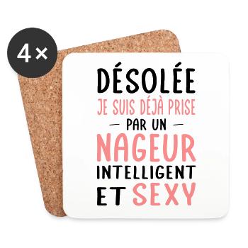 Désolée déjà prise par un nageur sexy - Dessous de verre (lot de 4) - blanc - Devant