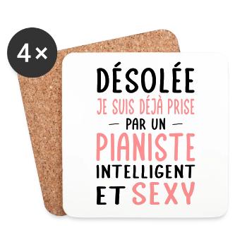 Désolée déjà prise par un pianiste sexy - Dessous de verre (lot de 4) - blanc - Devant