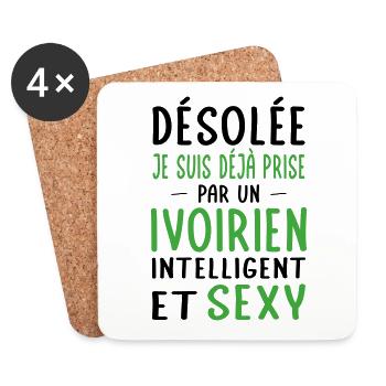 Désolée déjà prise par un Ivoirien sexy - Dessous de verre (lot de 4) - blanc - Devant