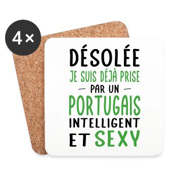 Désolée déjà prise par un Portugais sexy - Dessous de verre (lot de 4) - blanc - Devant