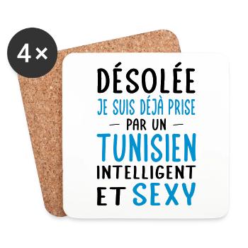 Désolée déjà prise par un Tunisien sexy - Dessous de verre (lot de 4) - blanc - Devant