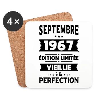 Anniversaire 55 ans - Septembre 1967 Perfection - Dessous de verre (lot de 4) - blanc - Devant