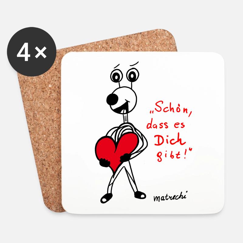 Matrechi "Schön, dass es dich gibt!" - Untersetzer (4er-Set) - Weiß