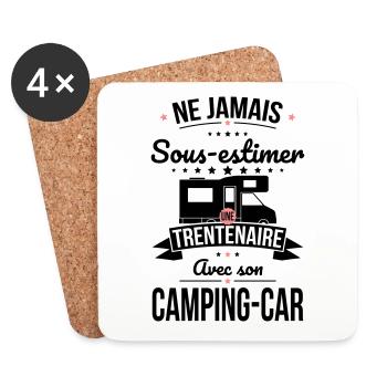 Sous-estimer une trentenaire avec son camping-car - Dessous de verre (lot de 4) - blanc - Devant