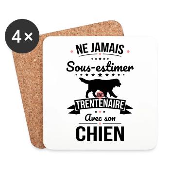 Sous-estimer une trentenaire avec son chien - Dessous de verre (lot de 4) - blanc - Devant