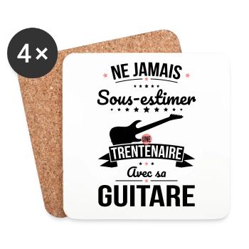 Sous-estimer une trentenaire avec sa guitare - Dessous de verre (lot de 4) - blanc - Devant