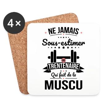Sous-estimer une trentenaire qui fait de la muscu - Dessous de verre (lot de 4) - blanc - Devant