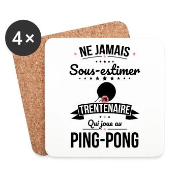 Sous-estimer une trentenaire qui joue au ping-pong - Dessous de verre (lot de 4) - blanc - Devant