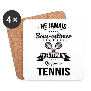 Sous-estimer une trentenaire qui joue au tennis - Dessous de verre (lot de 4) - blanc - Devant