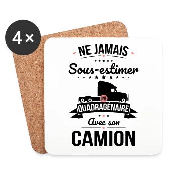 Sous-estimer une quadragénaire avec son camion - Dessous de verre (lot de 4) - blanc - Devant