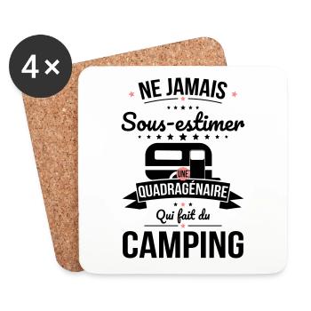 Sous-estimer une quadragénaire qui fait du camping - Dessous de verre (lot de 4) - blanc - Devant