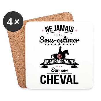 Sous-estimer une quadragénaire sur son cheval - Dessous de verre (lot de 4) - blanc - Devant