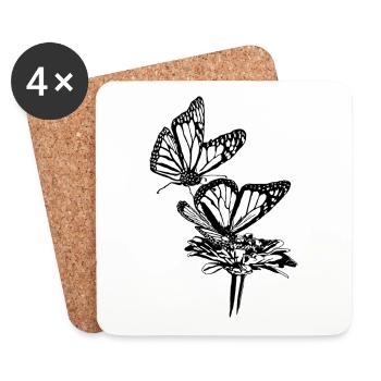Monarch Butterfly Sketch Graphic Butterfly Lovers - Coasters (set of 4) - white - Front