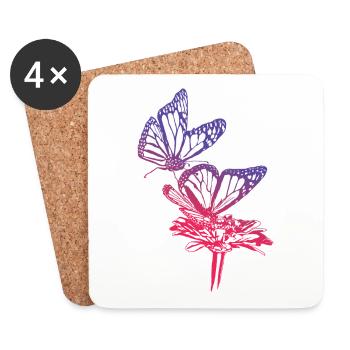 Monarch Butterfly Sketch Graphic Butterfly Lovers - Coasters (set of 4) - white - Front