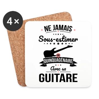 Sous-estimer une quinquagénaire avec sa guitare - Dessous de verre (lot de 4) - blanc - Devant
