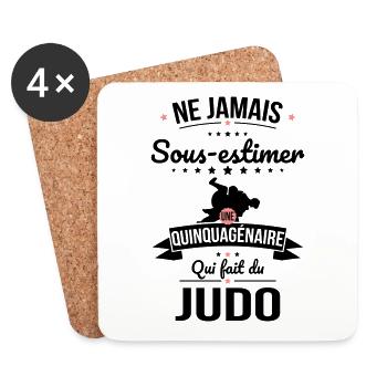 Sous-estimer une quinquagénaire qui fait du judo - Dessous de verre (lot de 4) - blanc - Devant