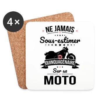 Sous-estimer une quinquagénaire sur sa moto - Dessous de verre (lot de 4) - blanc - Devant