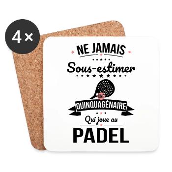 Sous-estimer une quinquagénaire qui joue au padel - Dessous de verre (lot de 4) - blanc - Devant