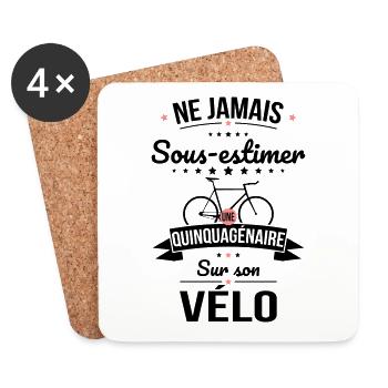 Sous-estimer une quinquagénaire sur son vélo - Dessous de verre (lot de 4) - blanc - Devant