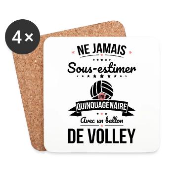 Sous-estimer quinquagénaire avec ballon de volley - Dessous de verre (lot de 4) - blanc - Devant