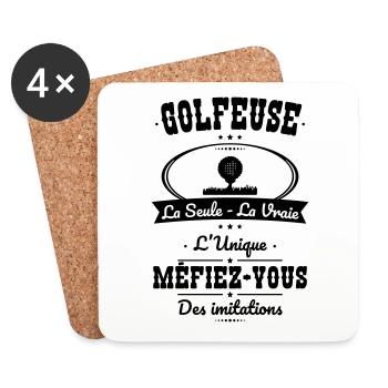 Golfeuse - La seule - La vraie - L'unique - Dessous de verre (lot de 4) - blanc - Devant