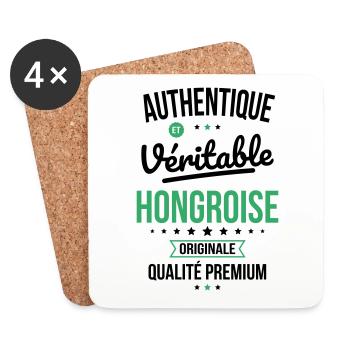 Authentique et véritable Hongroise - Originale - Dessous de verre (lot de 4) - blanc - Devant