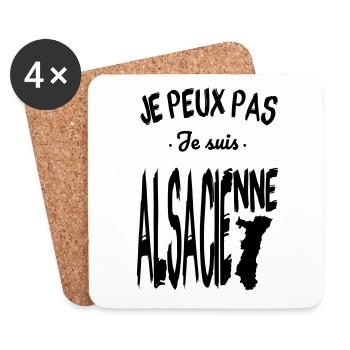 Je peux pas je suis Alsacienne - Dessous de verre (lot de 4) - blanc - Devant