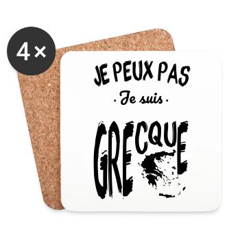 Je peux pas je suis Grecque - Dessous de verre (lot de 4) - blanc - Devant