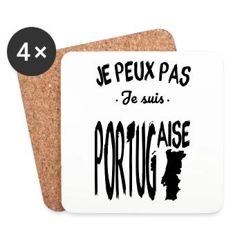 Je peux pas je suis Portugaise - Dessous de verre (lot de 4) - blanc - Devant