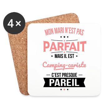 Mon mari pas parfait mais il est camping-cariste - Dessous de verre (lot de 4) - blanc - Devant