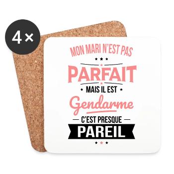 Mon mari n'est pas parfait mais il est gendarme - Dessous de verre (lot de 4) - blanc - Devant