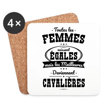 Femmes égales meilleures deviennent cavalières - Dessous de verre (lot de 4) - blanc - Devant
