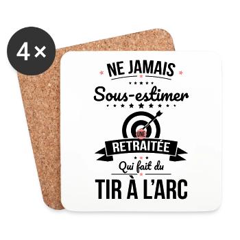 Sous-estimer retraitée qui fait du tir à l'arc - Dessous de verre (lot de 4) - blanc - Devant