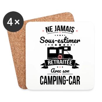 Sous-estimer une retraitée avec son camping-car - Dessous de verre (lot de 4) - blanc - Devant
