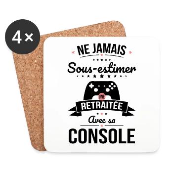 Sous-estimer une retraitée avec sa console - Dessous de verre (lot de 4) - blanc - Devant